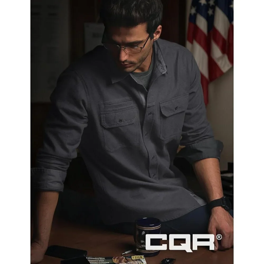 🆕Mens Solid Charcoal Cotton Flannel Shirt Long Sleeve Casual Outdoor Plaid